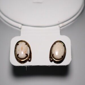 Elegant Gold and Cream Earrings